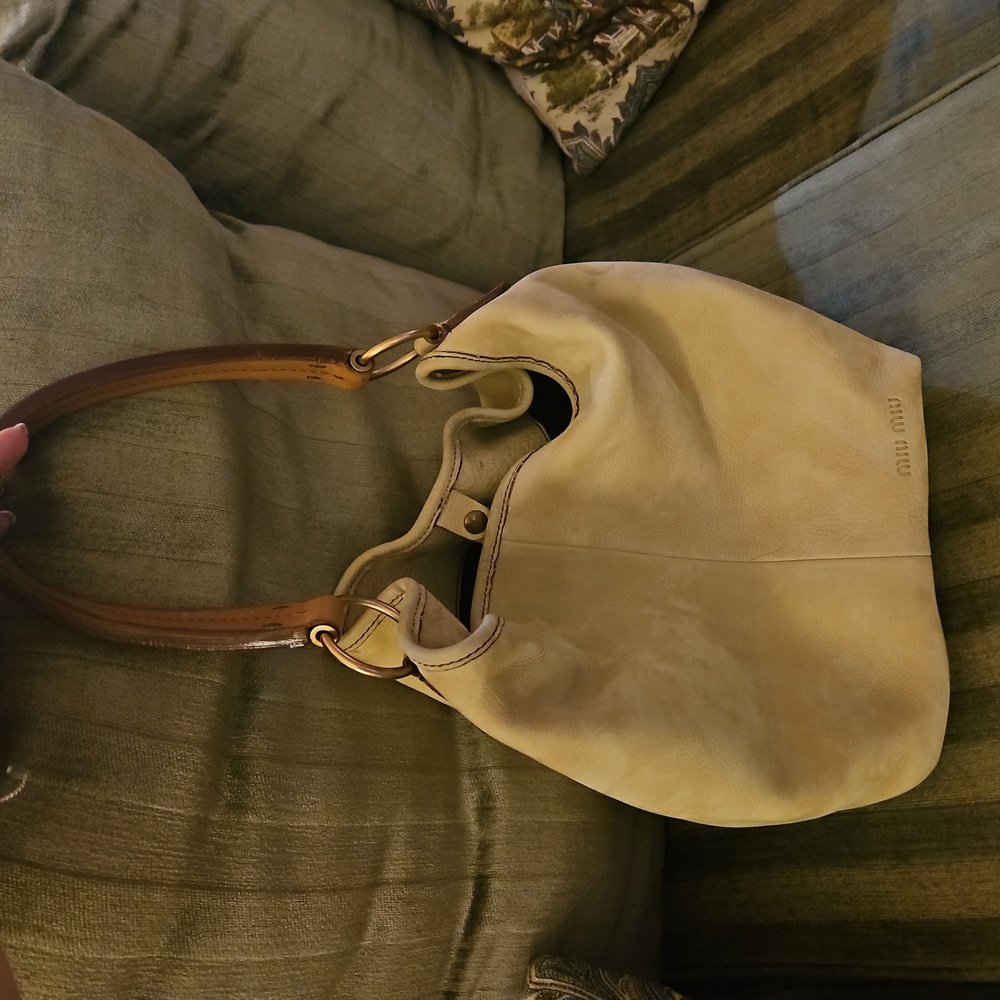 Miu Miu tan soft leather purse